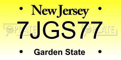 7JGS77 New Jersey License Plate