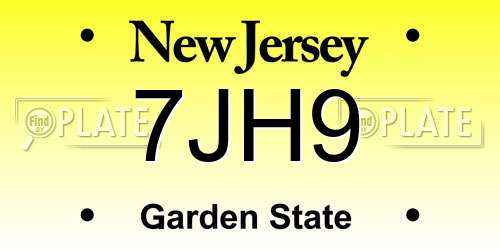 7JH9 New Jersey License Plate