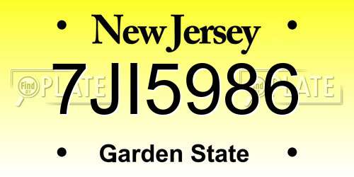 7JI5986 New Jersey License Plate