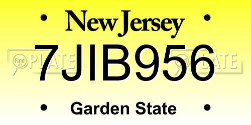 7JIB956 New Jersey License Plate