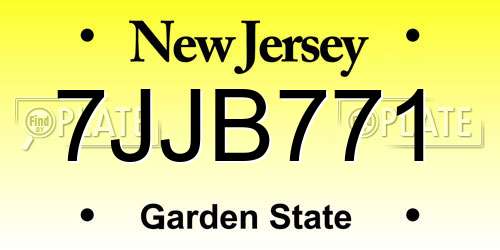7JJB771 New Jersey License Plate