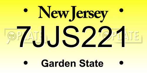 7JJS221 New Jersey License Plate