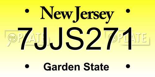 7JJS271 New Jersey License Plate