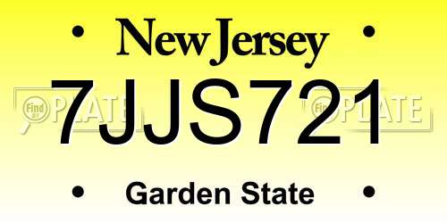 7JJS721 New Jersey License Plate