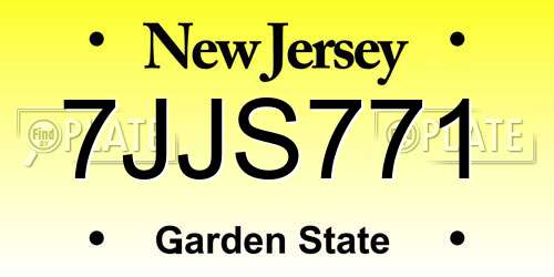 7JJS771 New Jersey License Plate