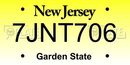 7JNT706 New Jersey License Plate