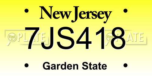 7JS418 New Jersey License Plate