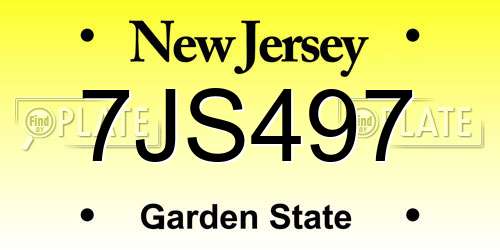 7JS497 New Jersey License Plate