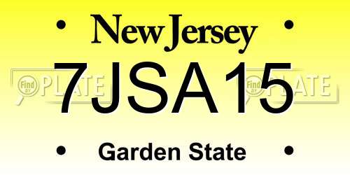 7JSA15 New Jersey License Plate