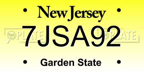 7JSA92 New Jersey License Plate