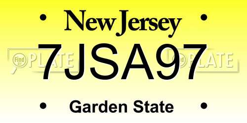 7JSA97 New Jersey License Plate