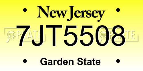 7JT5508 New Jersey License Plate