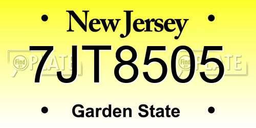 7JT8505 New Jersey License Plate