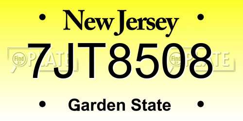7JT8508 New Jersey License Plate