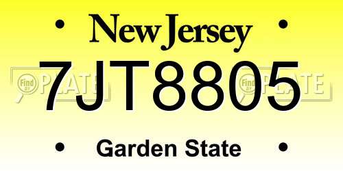 7JT8805 New Jersey License Plate