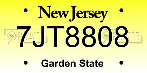 7JT8808 New Jersey License Plate