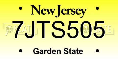 7JTS505 New Jersey License Plate