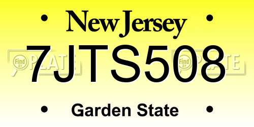 7JTS508 New Jersey License Plate
