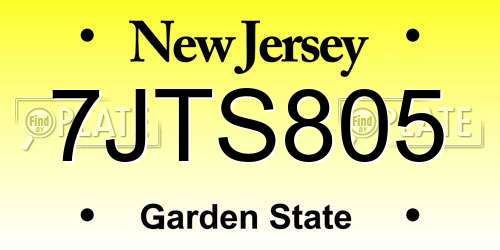 7JTS805 New Jersey License Plate