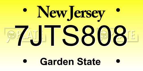 7JTS808 New Jersey License Plate