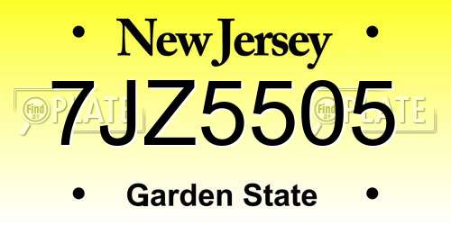 7JZ5505 New Jersey License Plate