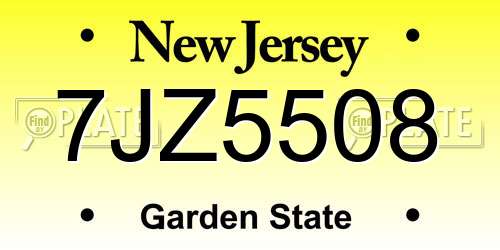 7JZ5508 New Jersey License Plate