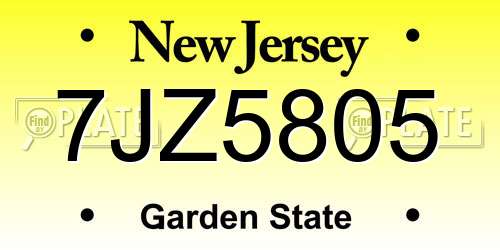7JZ5805 New Jersey License Plate