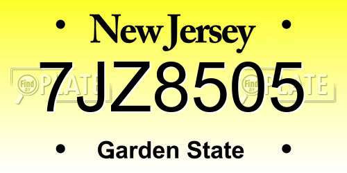 7JZ8505 New Jersey License Plate