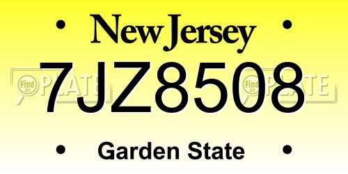 7JZ8508 New Jersey License Plate