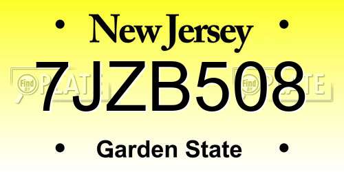 7JZB508 New Jersey License Plate
