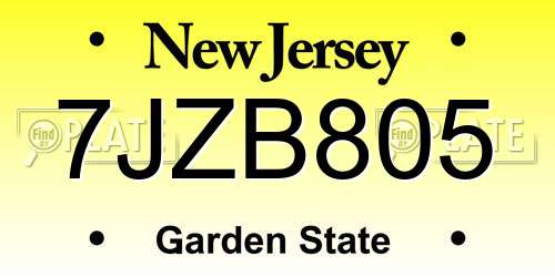 7JZB805 New Jersey License Plate