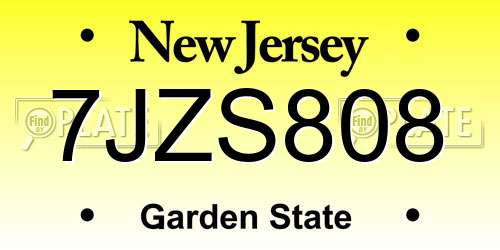7JZS808 New Jersey License Plate