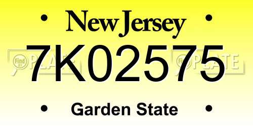 7K02575 New Jersey License Plate