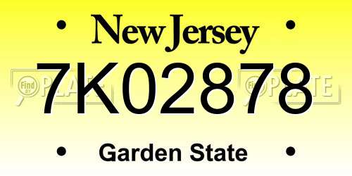 7K02878 New Jersey License Plate