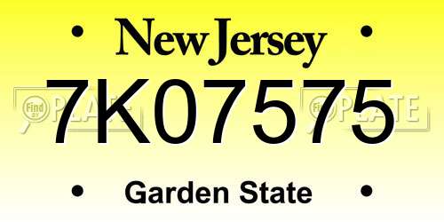7K07575 New Jersey License Plate