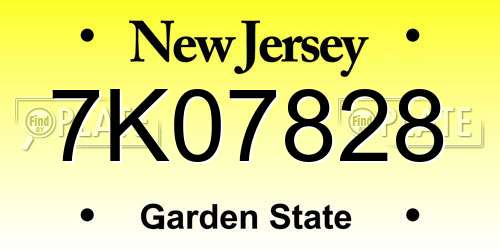 7K07828 New Jersey License Plate
