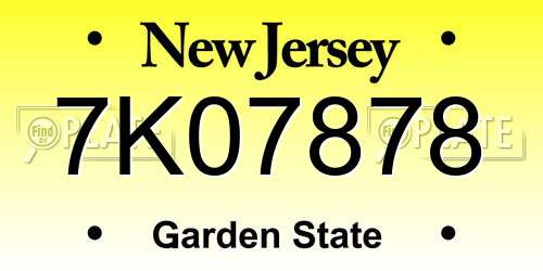 7K07878 New Jersey License Plate