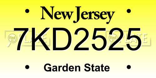 7KD2525 New Jersey License Plate