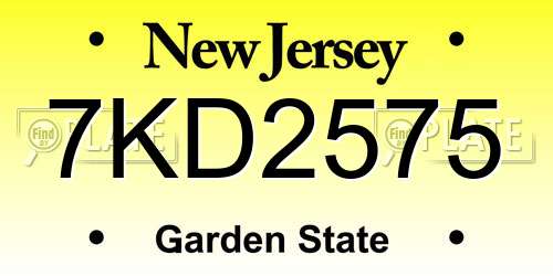 7KD2575 New Jersey License Plate