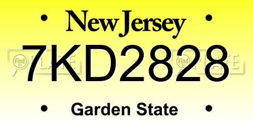 7KD2828 New Jersey License Plate