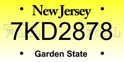 7KD2878 New Jersey License Plate