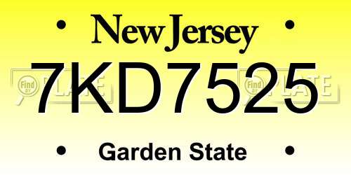 7KD7525 New Jersey License Plate