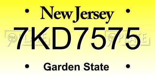 7KD7575 New Jersey License Plate