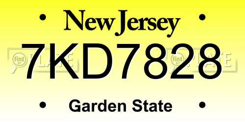 7KD7828 New Jersey License Plate