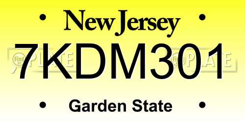 7KDM301 New Jersey License Plate