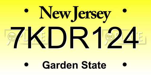 7KDR124 New Jersey License Plate