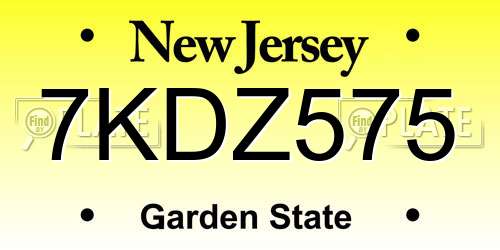 7KDZ575 New Jersey License Plate