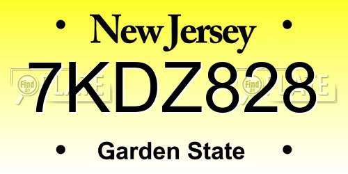 7KDZ828 New Jersey License Plate