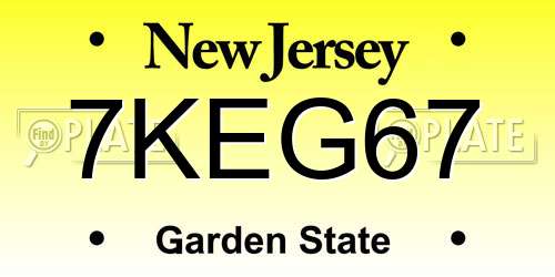 7KEG67 New Jersey License Plate