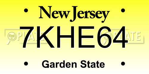 7KHE64 New Jersey License Plate